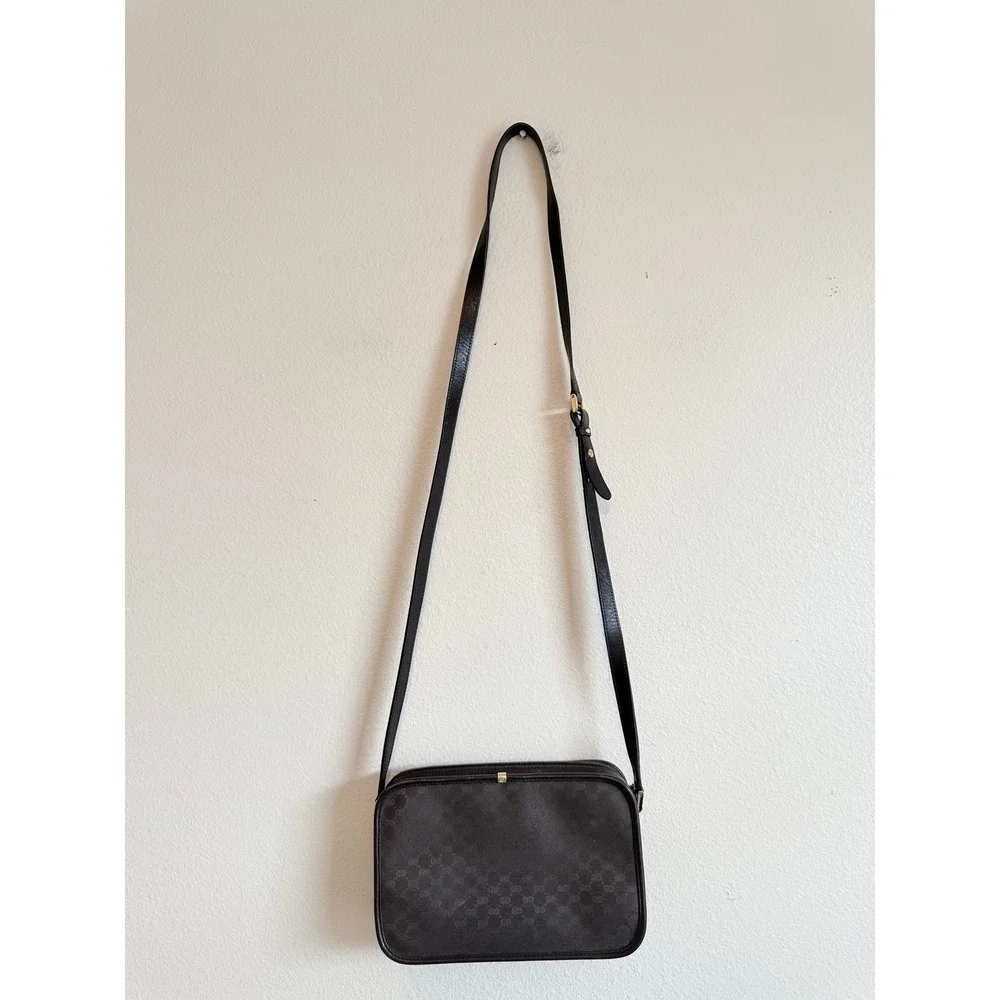 Gucci Crossbody‎ Bag Womens Small Brown 1970s Vintage GG Camera Bag Luxury